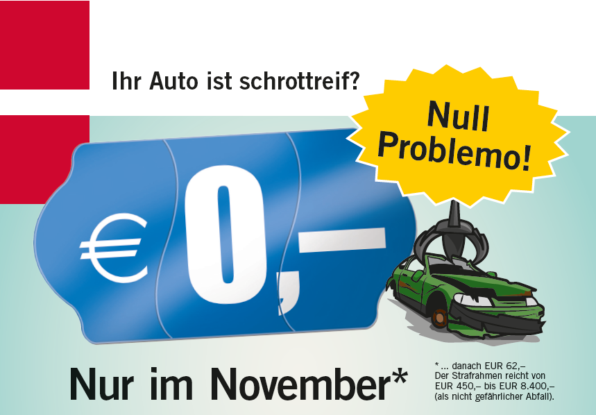 Autowrack-Entsorgung im November kostenfrei