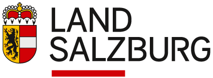 Das Logo vom Land Salzburg- Links ist das Wappen des Landes und rechts ein Schriftzug.