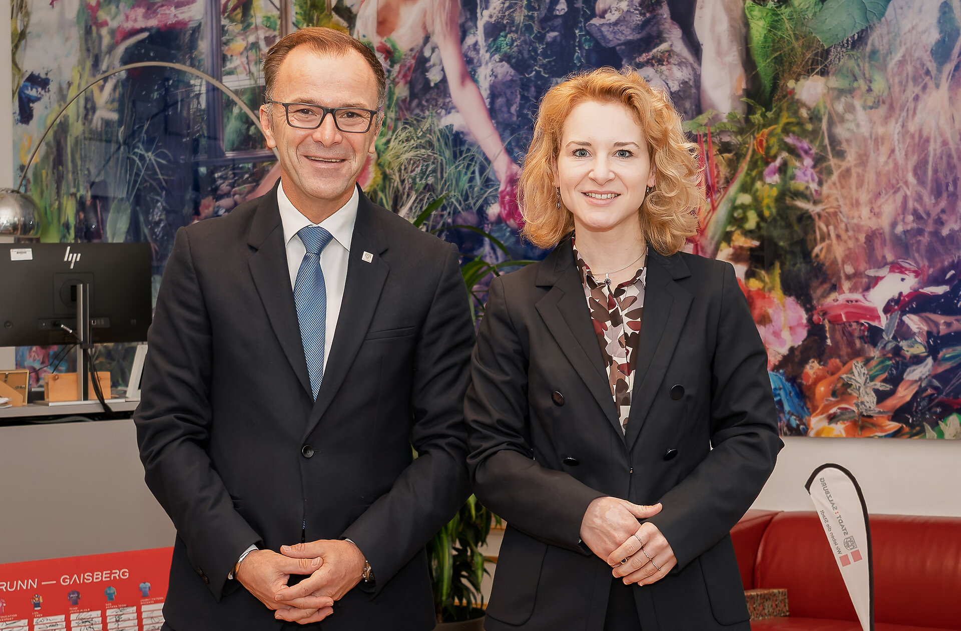 Bürgermeister Bernhard Auinger und Bundesministerin Eva-Maria Holzleitner