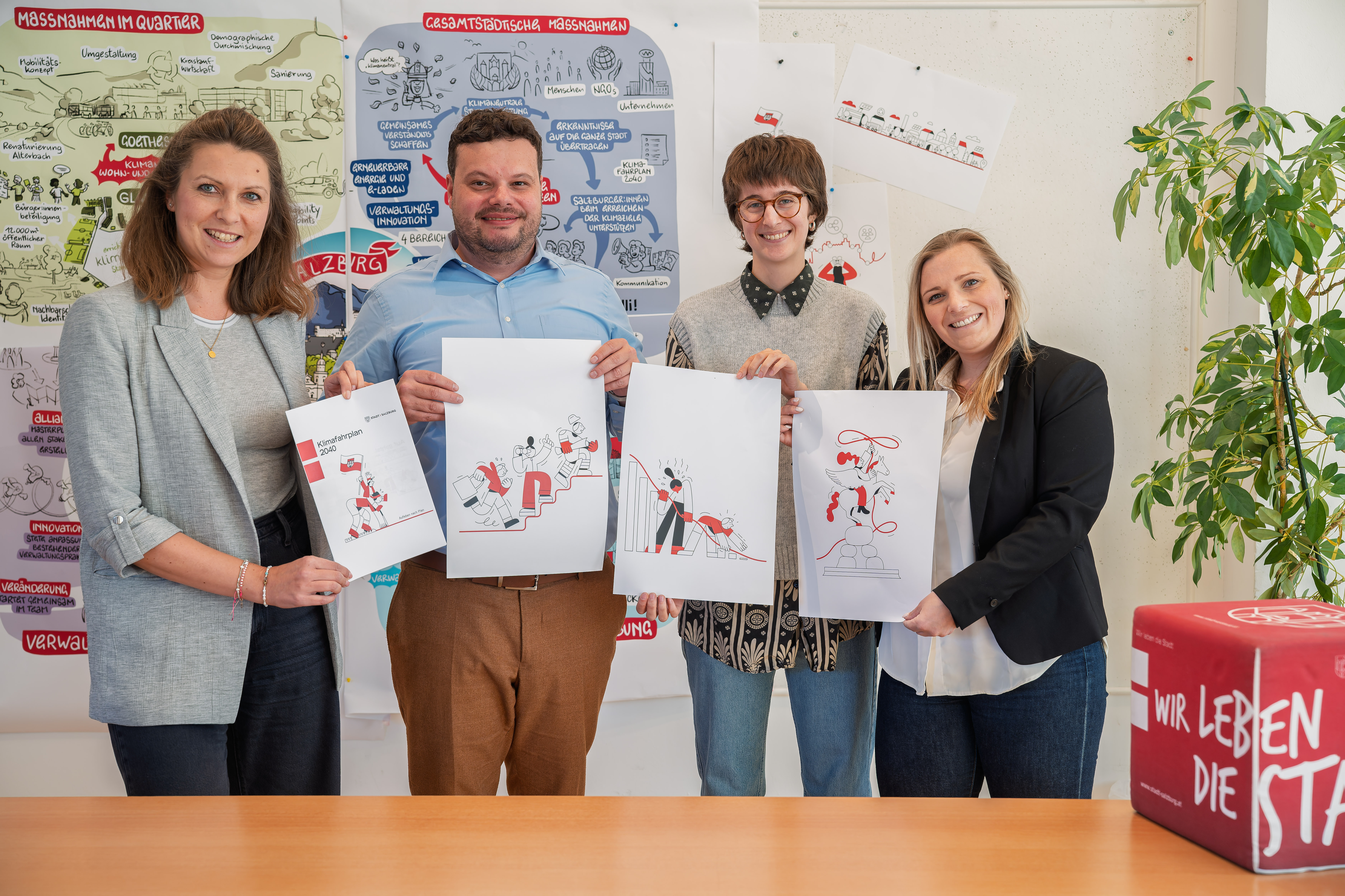 Das Projektteam: Pia Schauz, Josef Allio, Lara Seel, Laura Boldizsár