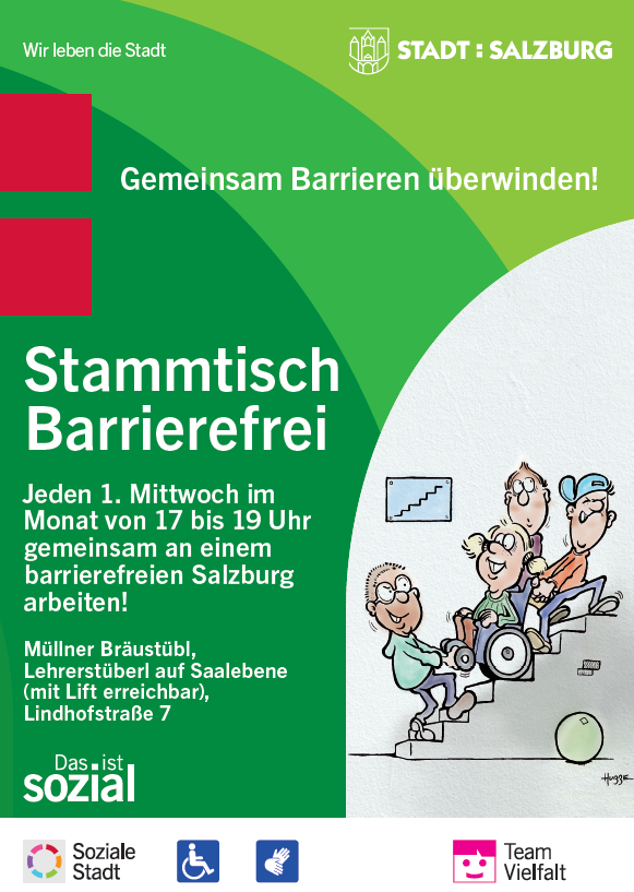 Jeden 1. Mittwoch im Monat ab 17 Uhr findet der Stammtisch Barrierefrei statt.