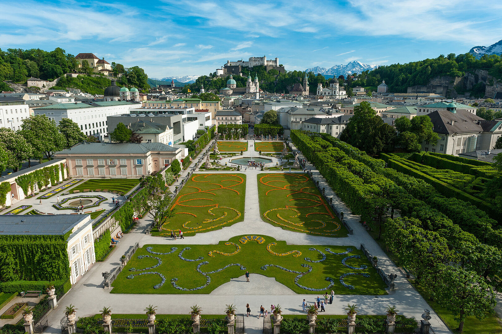 Ansicht von oben auf Mirabellgarten