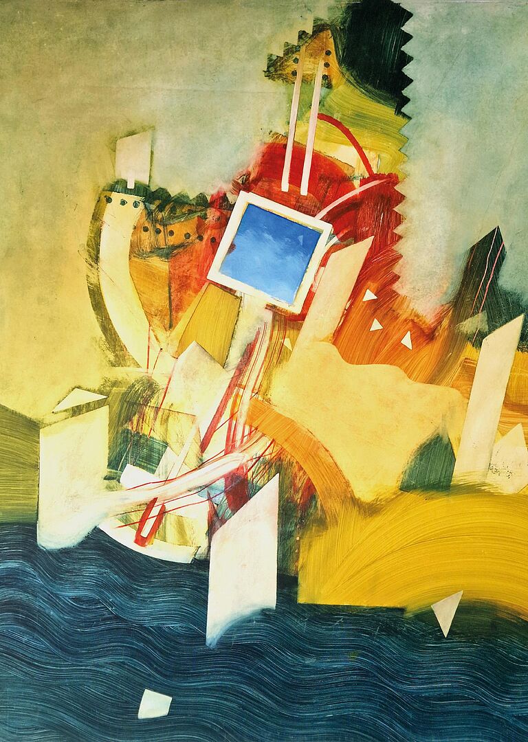 Robert Lehner: "Übergang 2", Fettstift auf Karton, 1998, 89,5 × 89,5 cm