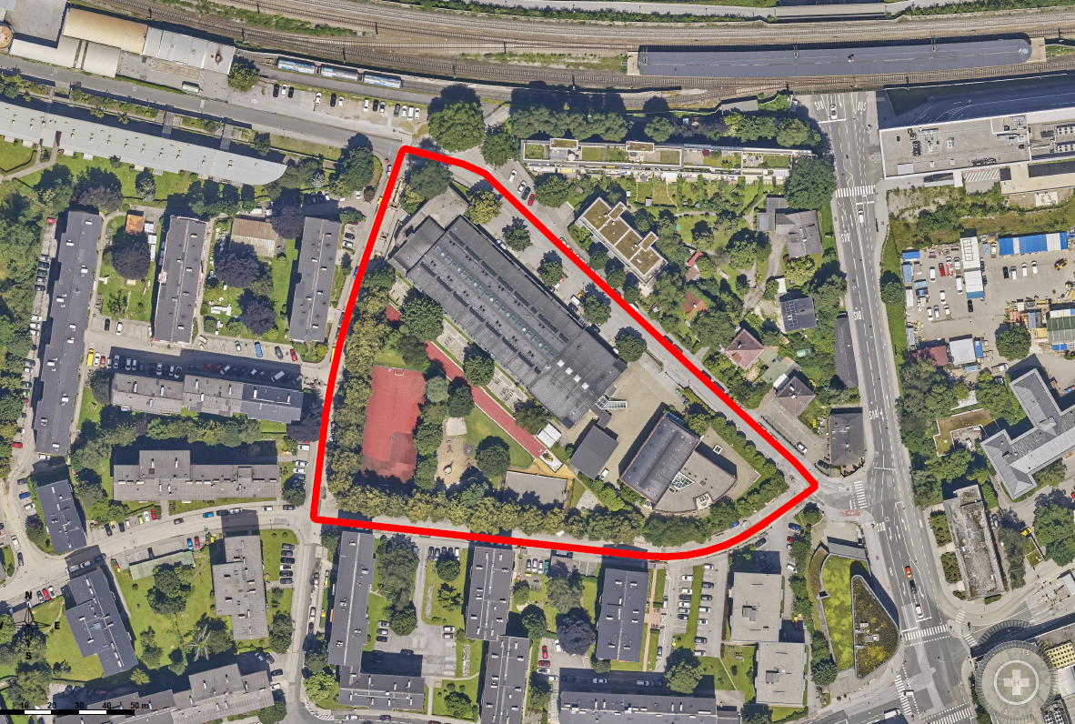 Das Planungsgebiet liegt südlich der S-Bahn-Station Aiglhof